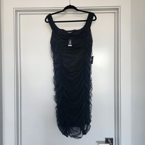 New Express Black Scrunched Dress
